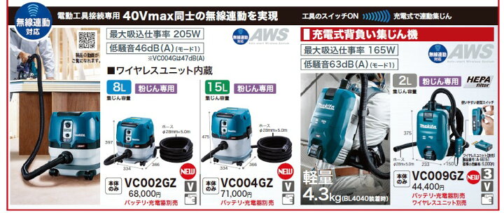 楽天市場】マキタ(Makita) VC009GZ 充電式充電式背負クリーナ 集塵容量2L 粉じん専用 40V【本体のみ】 : 高橋本社 楽天市場店 楽天市場】マキタ(Makita) VC009GZ 充電式充電式背負クリーナ 集塵容量2L 粉じん専用 40V【本体のみ】 : 高橋本社 楽天市場店