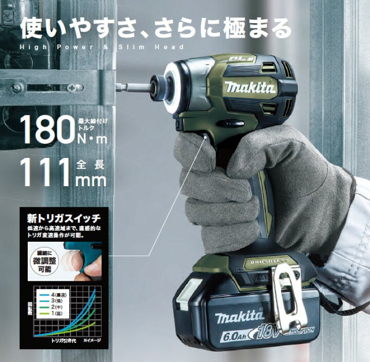 楽天市場】マキタ(makita) TD173DRGXB 充電式インパクト 黒 18V 6.0Ah 