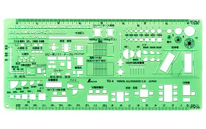 シンワ測定 テンプレート TD-4 建築記号定規1/100・1/200 66010