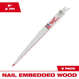 ミルウォーキー NAIL WOOD 釘入り木材用レシプロソーブレード 5TPI 229mm （5本パック） 48-00-5036