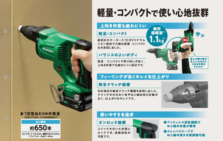 楽天市場】HiKOKI(ハイコーキ) W12DA(2LS) 充電式スクリュードライバー 