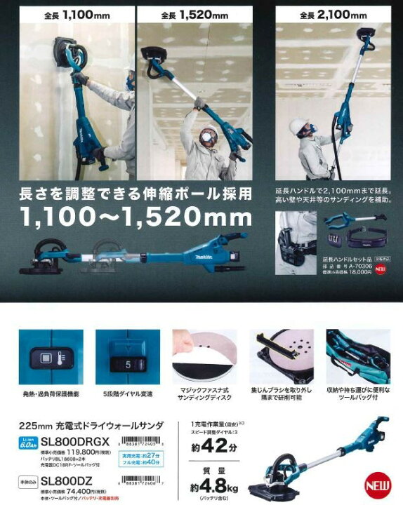 楽天市場】マキタ(makita) SL801DRGX+VC0840+A-66151 充電式ドライ 