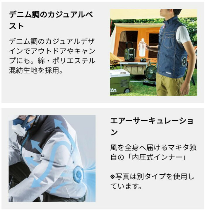 楽天市場】マキタ(makita) ファンベスト FV215DZ デニム調 カジュアル