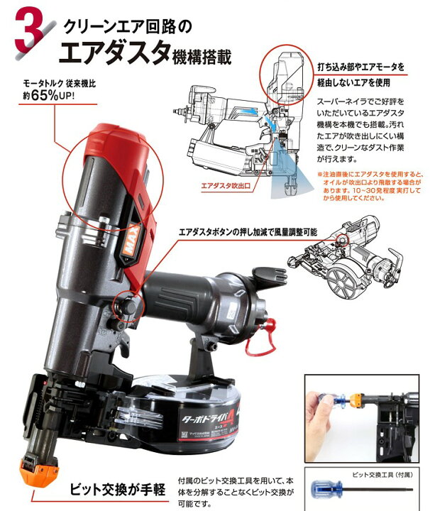 楽天市場】マックス(MAX) 高圧41mmターボドライバーA HV-R41G6(D  