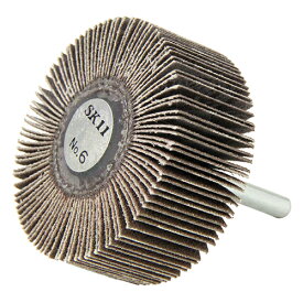 SK11 フラップホイル 60X25X6/#100 軸径6mm 粒度100 最高回転数18000rpm 電気ドリル エアーグラインダー用 金属 木工の研磨 サビ落とし 塗装はがしに