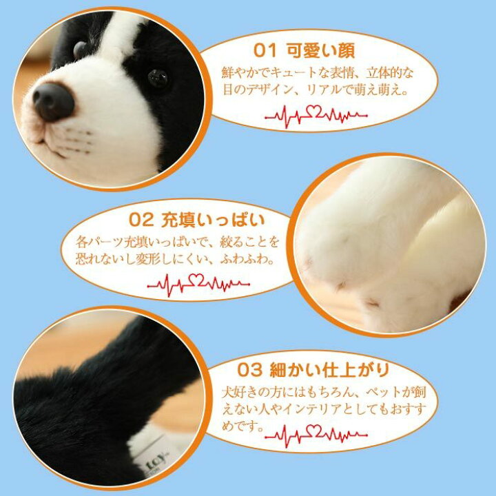 楽天市場 犬 ぬいぐるみ リアル リアルなボーダーコリー かわいい動物 おもちゃ 犬のぬいぐるみ 人形 装飾工芸品 イヌ 抱き枕 クリスマス 子供 お誕生日 記念日 プレゼント ギフト クリスマスプレゼント 貴子楽天市場店
