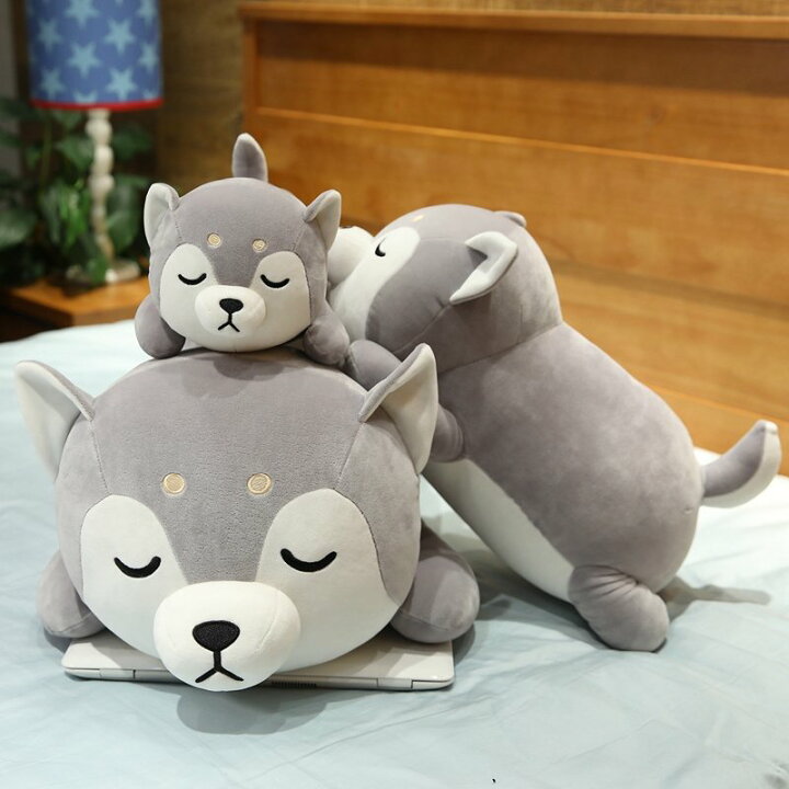 楽天市場 ハスキーぬいぐるみいぬ犬抱き枕おもちゃクッションかわいい萌え萌え癒し縫いぐるみ お誕生日クリスマス プレゼント50cm 貴子楽天市場店