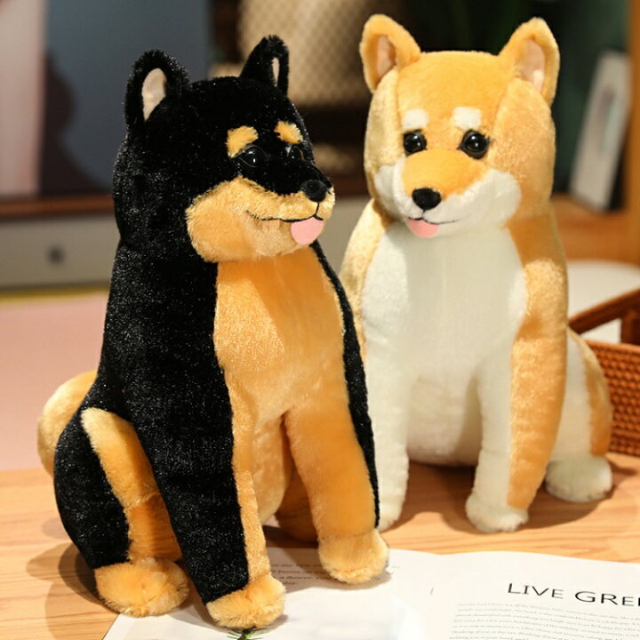 楽天市場】リアル 柴犬 ぬいぐるみ しばいぬ ブラック ブラウン 30cm 