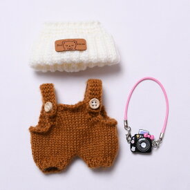 labubu キーホルダー ぬいぐるみ 服 オーバーオール ニット帽子 カメラ ラブブのぬいぐるみ 適用 着せ替え コスチューム 洋服 3点セット プレゼント 送料無料