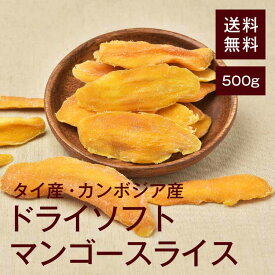 ドライソフトマンゴースライス500g【送料無料】やわらか半生食感◎酸味が少なく甘みがしっかり★ヨーグルトに超おすすめ！美肌、アンチエイジング効果的♪ チャック付き