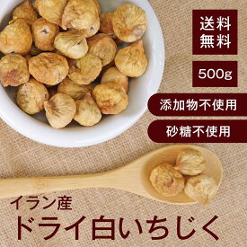 ドライ白いちじく（イラン産）【添加物不使用・砂糖不使用】 500g【送料無料】食べやすいサイズ ヨーグルト漬け◎ いちじくの洋酒漬け◎ ワインのおつまみ◎ チャック付き