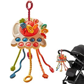 ひもおもちゃ 紐通しおもちゃ pull string toy UFOプルストリングおもちゃ 赤ちゃんおもちゃ ベビーおもちゃ 紐 引き紐おもちゃ 知育玩具 感覚おもちゃ 五感発達 指先訓練 音感覚玩具 手眼調