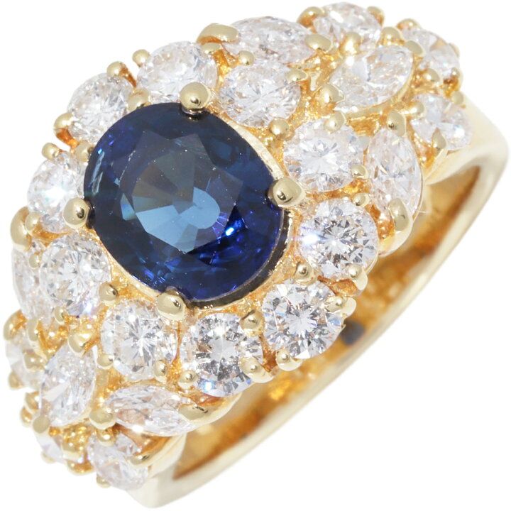楽天市場】指輪(リング) K18YG サファイア2.24ct/ダイヤ2.00ct 10号  