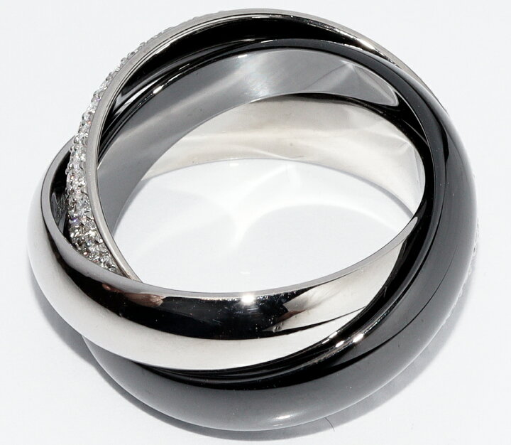 楽天市場】カルティエ 指輪 Pt950 K18WG ブラックセラミック パヴェ  