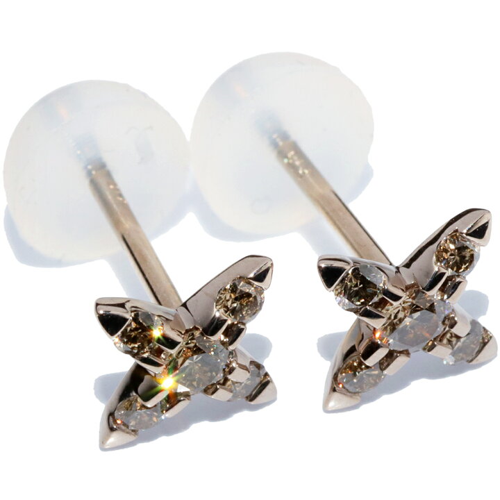楽天市場】カシケイ ピアス K18BG ダイヤ0.23ct ネイキッドピアス 