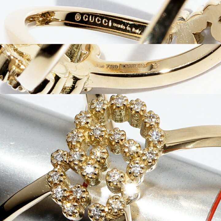 楽天市場】グッチ 指輪 K18YG ダイヤ24P GGランニング Xリング #9(約9  