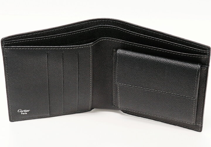 楽天市場】カルティエ 二つ折り財布(小銭入れあり) サントス カーフ 黒  