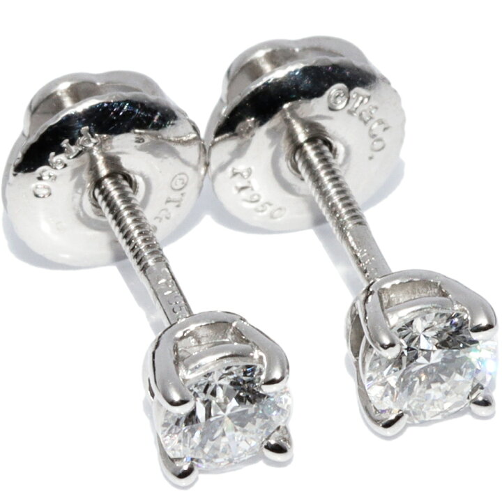 楽天市場】ティファニー ピアス Pt950 ダイヤ0.22ct ソリティアピアス 