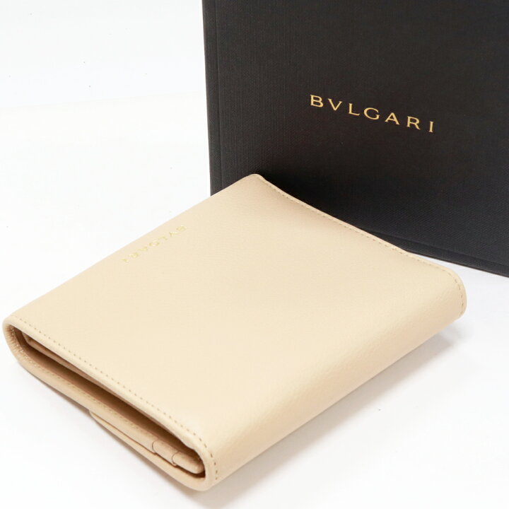 送料込み！ 良品 BVLGARI コンパクトウォレット ベージュ ブルガリ  