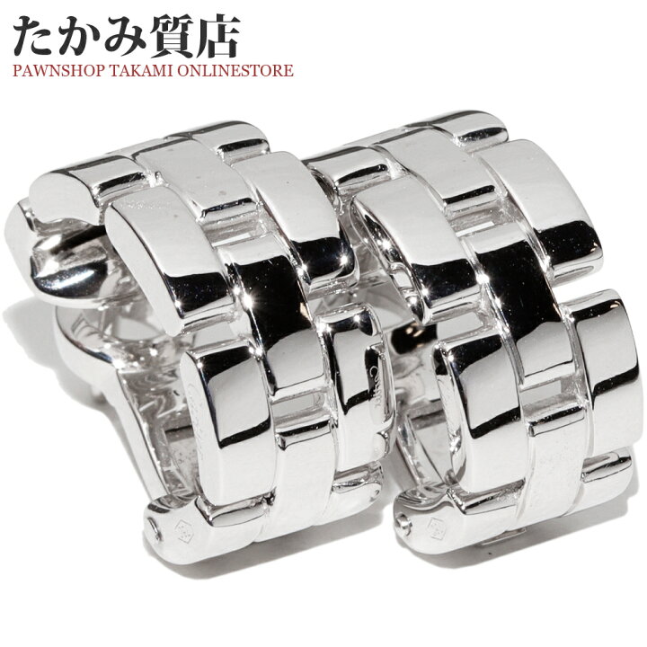 楽天市場】カルティエ フープピアス K18WG マイヨンパンテールピアス 