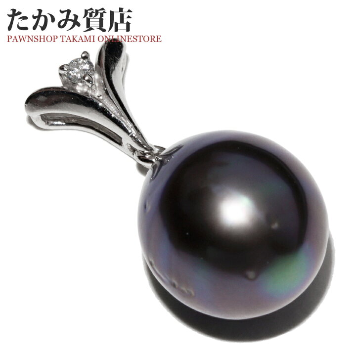 楽天市場】ペンダントトップ Pt ブラックパール(黒蝶真珠) ダイヤ0.03 