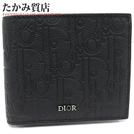 ディオール 二つ折り財布(小銭入れあり) グラビティ オブリーク 2つ折りウォレット カーフ ブラック 2ESB…