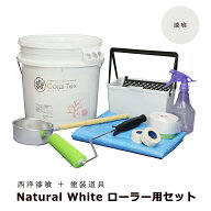 コーラルテックス 漆喰16kg ナチュラルホワイト010 トライアルローラーセット 塗り壁 漆喰 珪藻土 DIY リ…