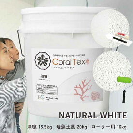 コーラルテックス ナチュラルホワイト 010 漆喰15.5kg 珪藻土風20kg ローラー用16kg 塗り壁 漆喰 珪藻土 DIY リフォーム 簡単 初心者 ローラー コテ 施工 内装 部屋 壁 天井 リビング 砂壁 クロス 補修 防カビ 消臭 調湿 天然素材 西洋漆喰 CoralTex CT20NH