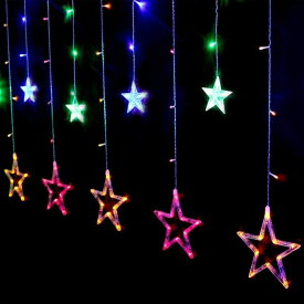 【メーカー直送】 星型 Salcar 138球USB式 2m×1m LEDイルミネーションライト 星形 電飾 祝日 飾り付け 防水防雨仕様 窓飾り カーテンライト クリスマスライト リモコン付き ストリングライト イルミネーション ウォームホワイト カラフル