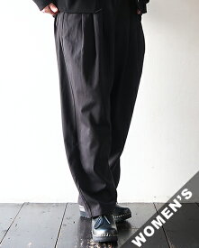 evam eva エヴァムエヴァ パンツ レディース cotton tuck wide pants - 90 BLACK コットン タックワイドパンツ E261T060 送料無料
