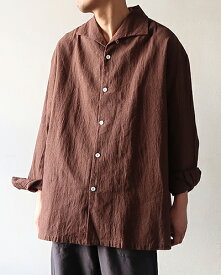 SOWBOW ソウボウ シャツ メンズ SOWBOW SHIRT-A - LINEN COTTON HOUNDS TOOTH - ONE PIECE COLLAR WIDE 蒼氓 シャツ SBSH01W-28 送料無料