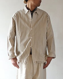 TENDER Co. テンダーコー シャツ メンズ WEAVER'S STOCK LONG SLEEVED SQUARE SHIRT - ARMCHAIR STRIPE スクエアシャツ WS422 送料無料