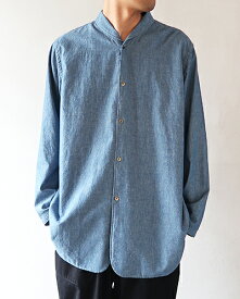 TIGRE BROCANTE ティグルブロカンテ シャツ メンズ セルビッチシャンブレーショールカラーロングシャツ SH-161-F113 送料無料