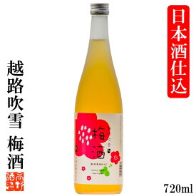 梅酒 越路吹雪 日本酒仕込み 梅酒 720ml プレゼント ギフト 梅酒 日本酒梅酒 本格梅酒 日本酒ベース ロック ソーダ割り 甘くない さっぱり おいしい 酒 お酒 4合瓶 贈答 贈り物 お礼 お祝い 内祝い お返し お母さん 誕生日 母の日 蔵元直送 新潟 高野酒造