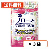 【送料無料/メール便】 朝のフローラ 乳酸菌EX500 31粒入り×3個セット 【同梱不可】【腸内フローラ】