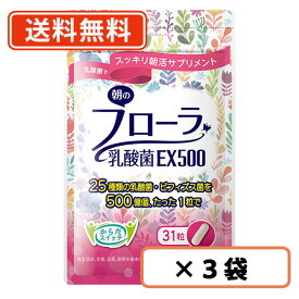 【送料無料/メール便】 朝のフローラ 乳酸菌EX500 31粒入り×3個セット 【同梱不可】【腸内フローラ】