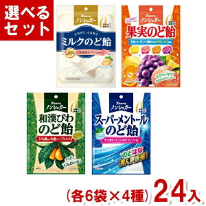 カンロ ノンシュガーのど飴セット (各6袋×4種)24袋入 (砂糖不使用 シュガーレス 飴 キャンディ) (Y80) (4つ選んで本州送料無料)