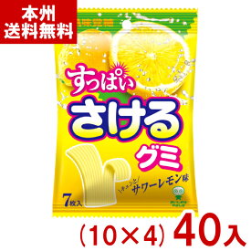 味覚糖 7枚 すっぱいさけるグミ サワーレモン (10×4)40入 (グミ お菓子 おやつ 景品 まとめ買い) (Y80) (本州送料無料)