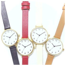 腕時計 レディース ニッケルフリー シンプル 3針 クォーツ ウォッチ H04419A-1 レディス お肌にやさしい 時計 金属アレルギー対応アイテム 手書き風 インデックス 日本製ムーブ使用 女性 腕時計 見やすい 軽量 ニッケル ほぼ含まず ブラック レッド アイボリー キャメル