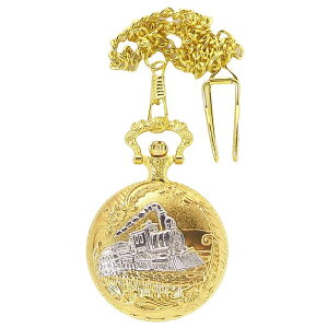 懐中時計 蓋付 ポケットウォッチ VR-PWLID-GD チェ−ン フック 3針 時 分 秒 クォーツ ゴールドカラー 送料無料