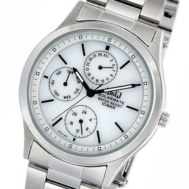 メンズ腕時計 シチズン時計 Q&Q ソーラー マルチファンクション メタル H014-201 ホワイト ソーラーメイト 電池交換不要 防水 10BAR