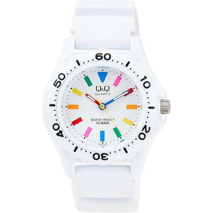 レディース 腕時計 シチズン時計 Q&Q 10気圧防水 回転ベゼル 3針 VR25-002 蓄光針 ポリウレタン ウレタン ベルト キューアンドキュー スポーツウォッチ