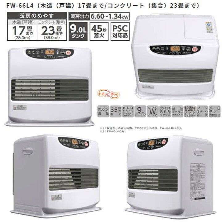 楽天市場】ダイニチ 石油ファンヒーター FW-66L4-W ムーンホワイト 
