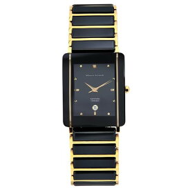 腕時計 メンズ セラミックベルト MauroJerardi MJ3080-1 マウロジェラルディ セラミック サファイアガラス メンズ腕時計 角型 薄型 軽量 ブラック×ゴールド
