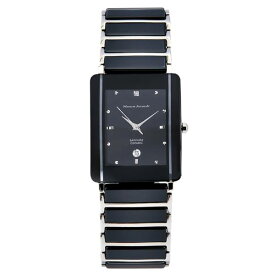 腕時計 メンズ セラミックベルト MauroJerardi MJ3080-2 マウロジェラルディ セラミック サファイアガラス 角型 薄型 軽量 メンズ腕時計 ブラック×シルバー