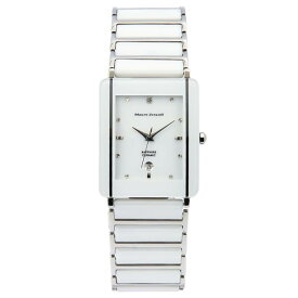 腕時計 メンズ セラミックベルト MauroJerardi MJ3080-3 マウロジェラルディ セラミック サファイアガラス メンズ腕時計 角型 薄型 軽量 ホワイト