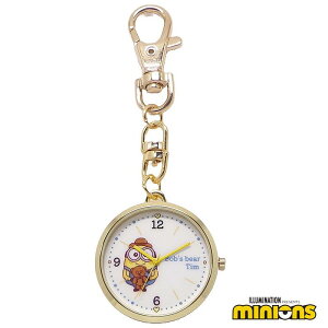 ミニオンズ キャラクター グッズ 時計 キーチェーン ハングウォッチ MIN003 懐中時計 おしゃれ バッグチャーム 携帯時計 メンズ レディース キッズ 便利 バック取手 ベルト通し バックループ