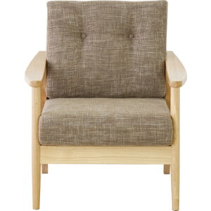 東谷 RTO-911BR 家具 1人掛け用ソファ バッスム ロット1 色:ブラウン 天然木 ポリエステル コットン アームレスト付き W73×D71×H85×SH41