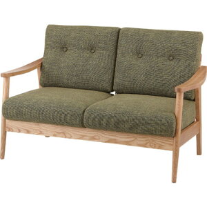 東谷 RTO-921GR 家具 2人掛け用ソファ バッスム ロット1 色:グリーン 天然木 ポリエステル コットン アームレスト付き W127×D71×H85×SH41