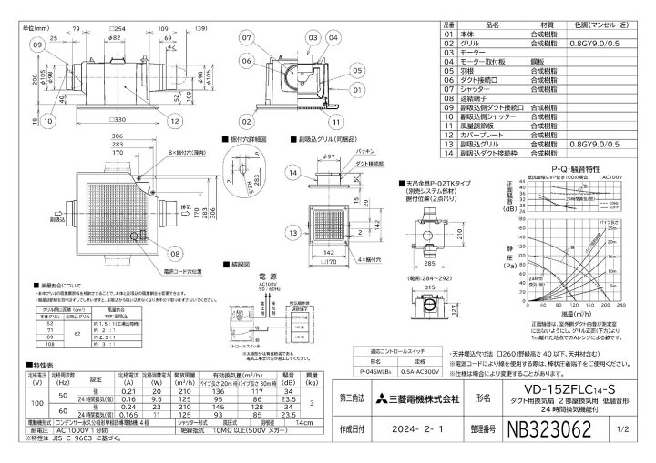 楽天市場】三菱電機 VD-15ZFLC14-S ダクト用換気扇 天井埋込形 